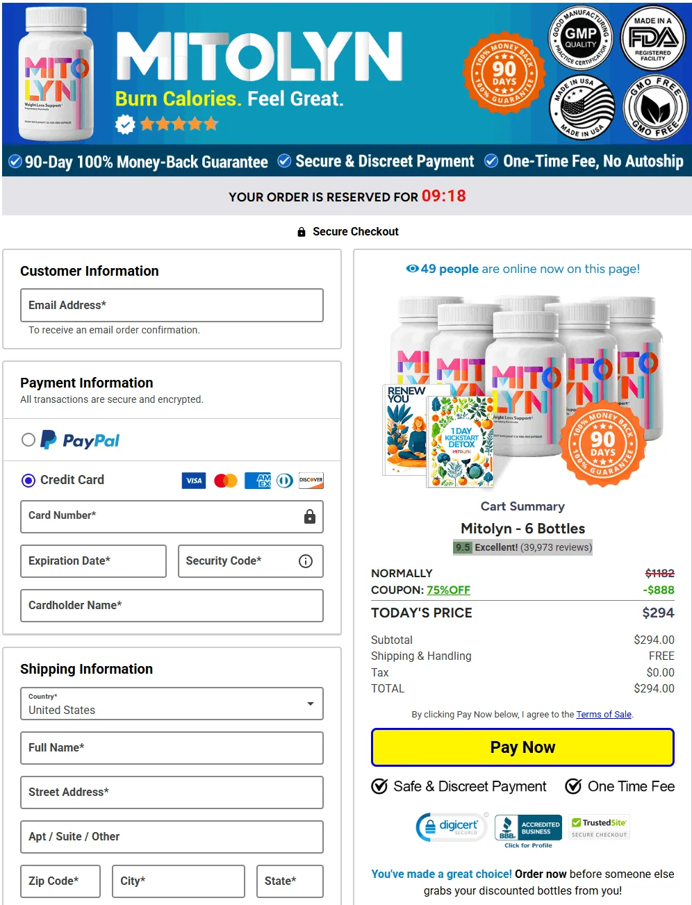checkout page